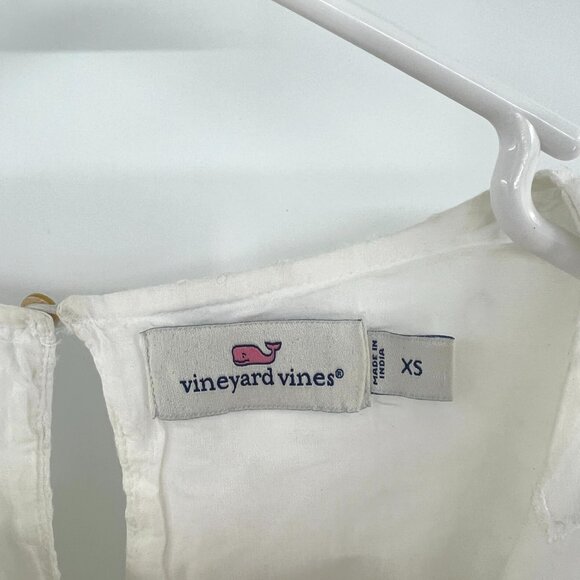 Vineyard Vines White Eyelet Trumpet Sleeve Blouse Women's XS - Picture 2 of 4